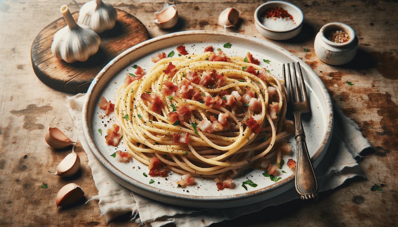 Macarrão Alho e Óleo Com Bacon